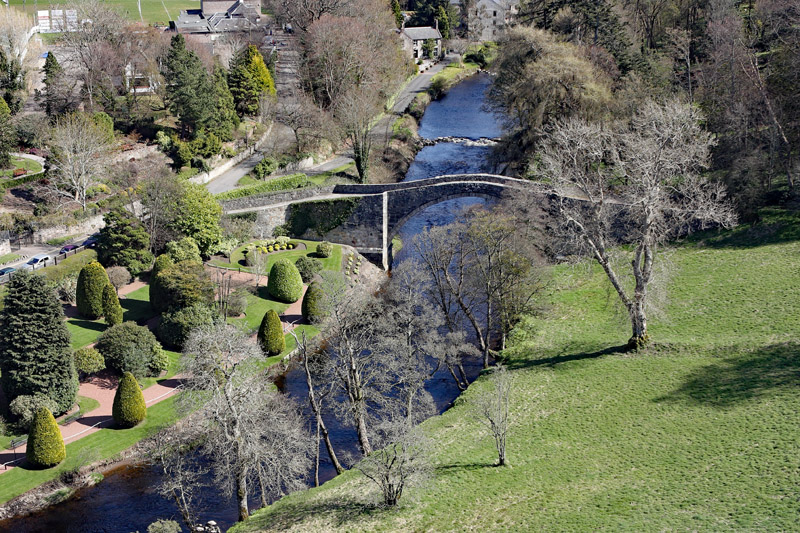 An aerial view of Brig O'Doon, Alloway, South Ayrshire