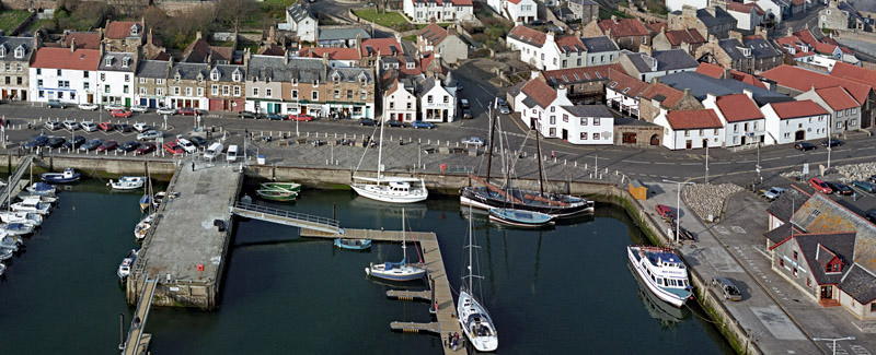 An aerial view of Anstruther harbour, Anstruther Easter, East Neuk of Fife