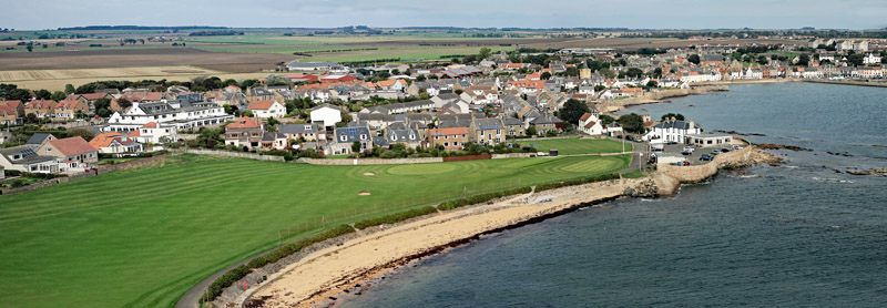 An aerial view of Anstruther golf club, Anstruther Wester, East Neuk of Fife