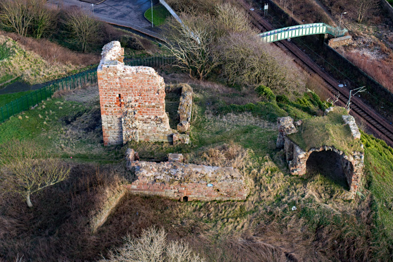 An aerial view of Ardrossan Castle, Ardrossan, North Ayrshire