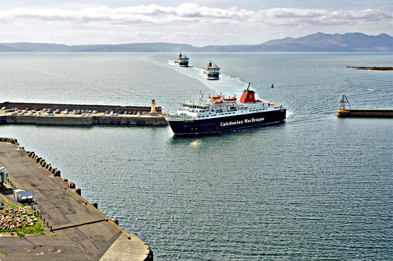An aerial view of The Ardrossan to Arran Ferry, Ardrossan harbour, North Ayrshire