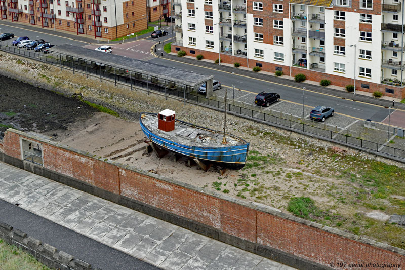 Ayr seafront boat, dry dock, South Ayrshire