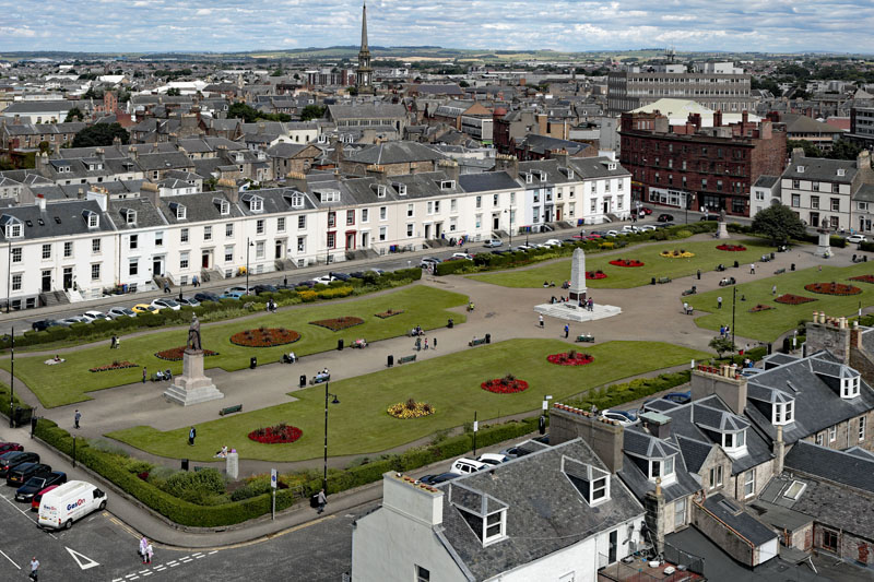 An aerial view of Ayr Wellington Square, South Ayrshire