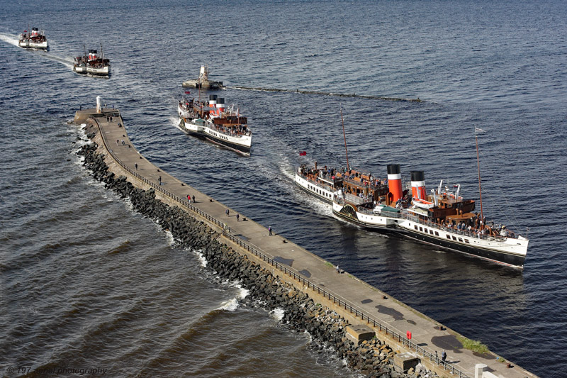 Paddle Steamer Waverley arriving and berthing at Ayr Harbour, South Ayrshire