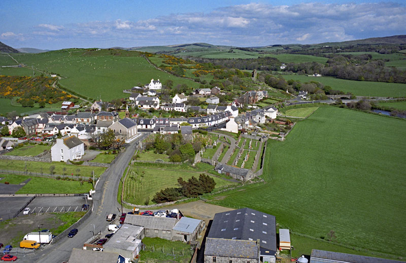 An aerial view of Ballantrae Village, South Ayrshire