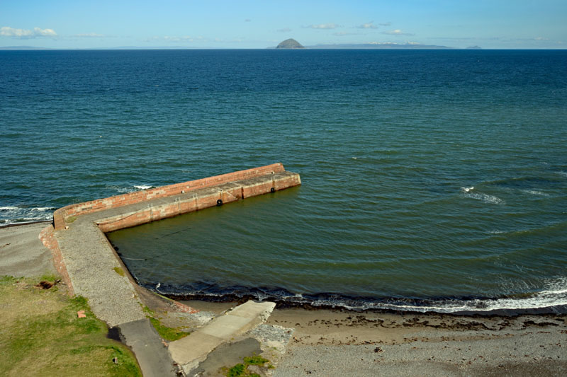 An aerial view of Ballantrae Harbour, South Ayrshire