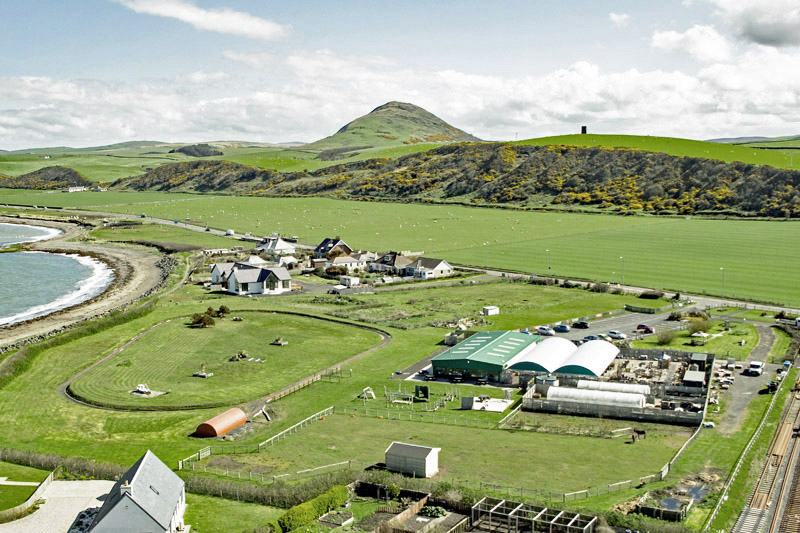 An aerial view of Ballantrae village north, South Ayrshire