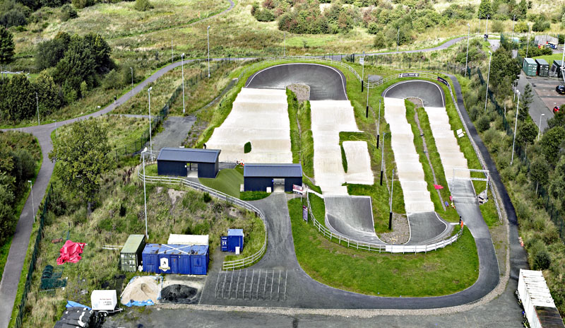 An aerial view of Broadwood BMX, Westfield, Cumbernauld, East Dunbartonshire