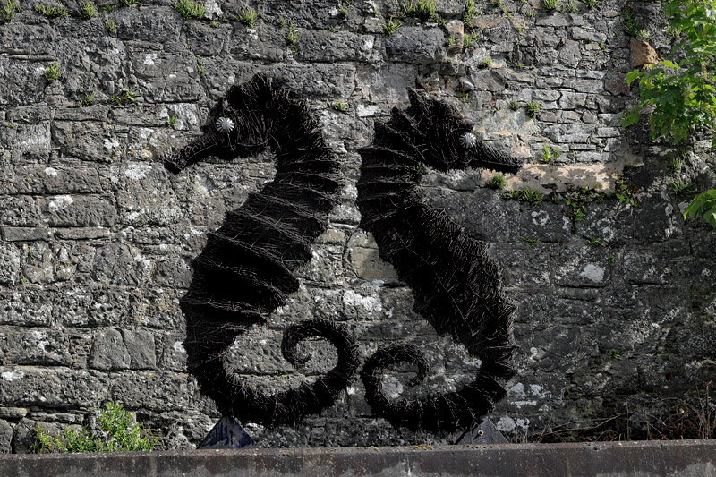 Wicker seahorses at Dunure Harbour, Dunure, South Ayrshire