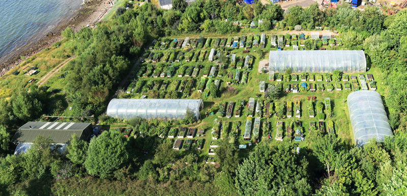 An aerial view of Fairlie Community Garden, Fairlie, North Ayrshire