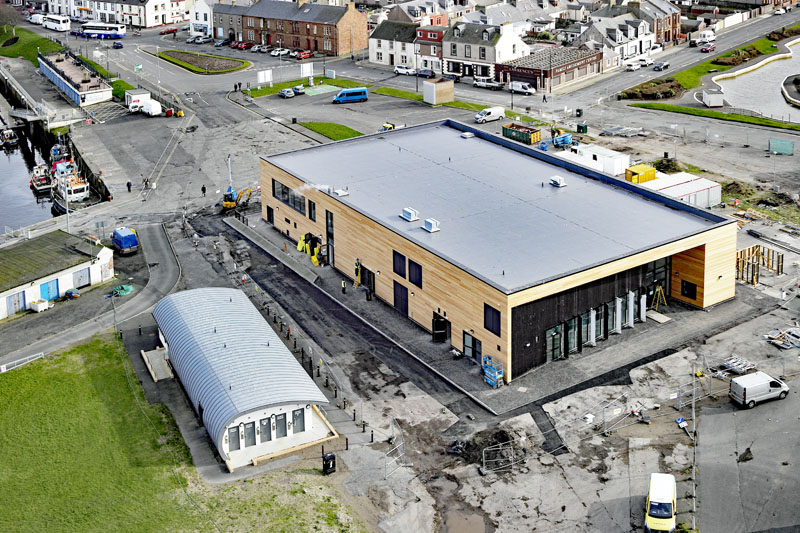 An aerial view of The Quay Zone, Girvan, South Ayrshire