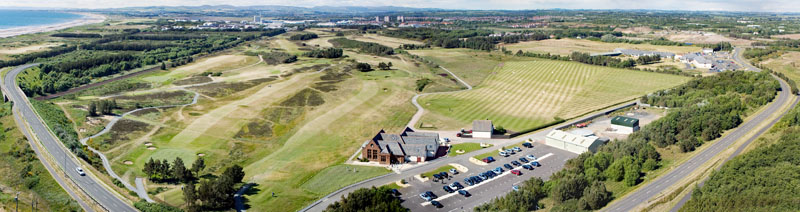 An aerial view of Glasgow golf club, Irvine, North Ayrshire