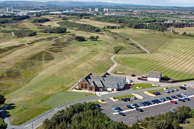 An aerial view of Glasgow golf club, Irvine, North Ayrshire