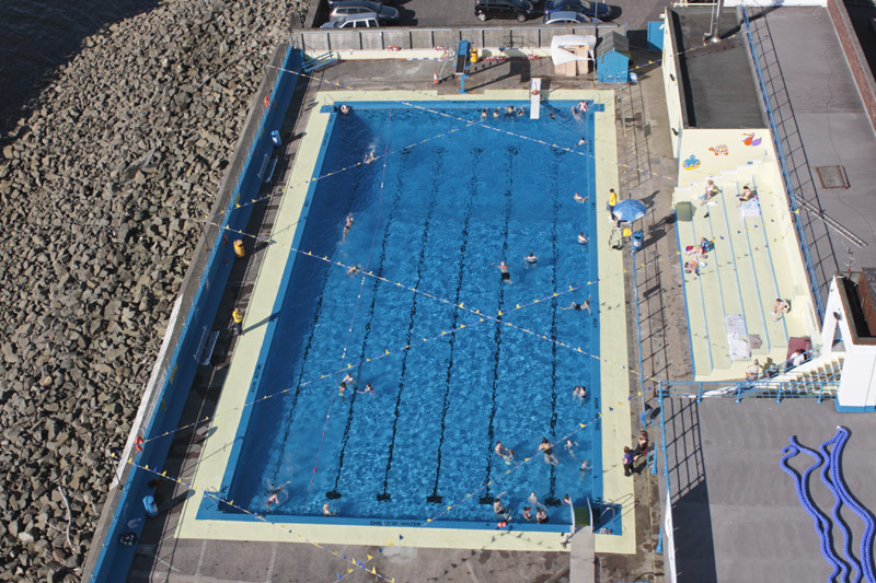 An aerial view of Gourock Outdoor Swimming Pool, Inverclyde
