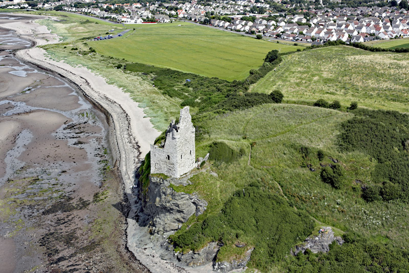 An aerial view of Greenan Castle, Doonfoot, South Ayrshire