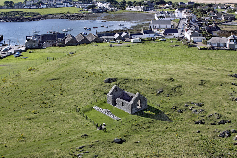 An aerial view of St Ninian's Chapel, Isle of Whithorn, Dumfries & Galloway