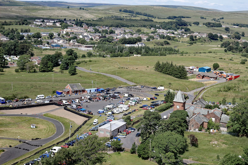 An aerial view of Kames Raceway, by Muirkirk, East Ayrshire