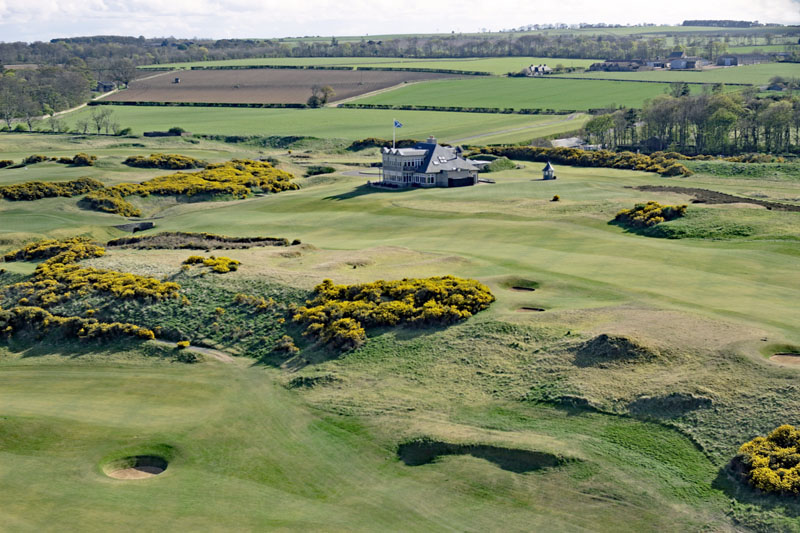An aerial view of Kingsbarns golf club, East Neuk of Fife