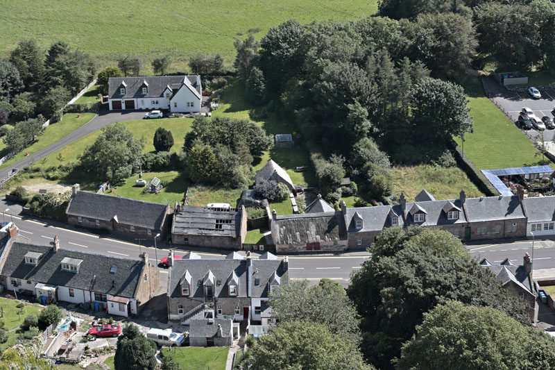 An aerial view of Souter Johnnie's Cottage, Kirkoswald, South Ayrshire
