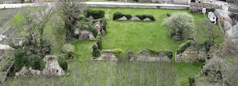 An aerial view of Lindores Abbey, Newburgh, Fife