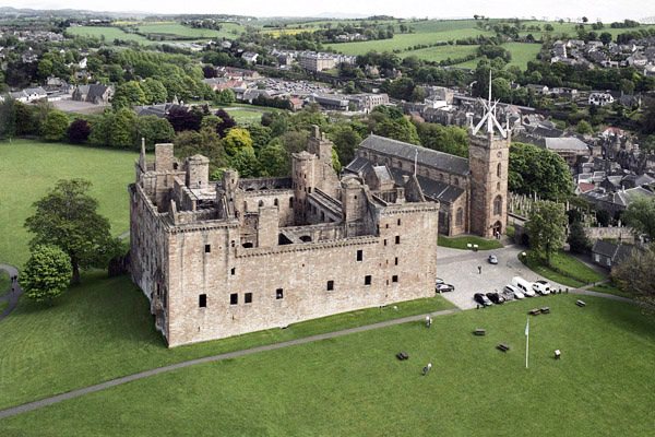 An aerial view of Linlithgow Palace, West Lothian