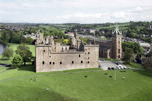 An aerial view of Linlithgow Palace, West Lothian