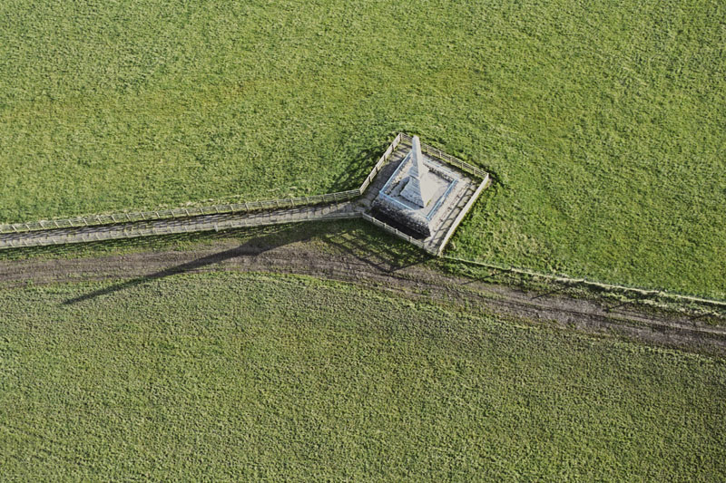 An aerial view of Lochgoin Covenanter Monument and Farm, Fenwick Moor, East Ayrshire