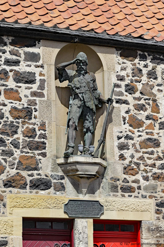 Statue of Robinson Crusoe (Alexander Selkirk) in Lower Largo. Fife