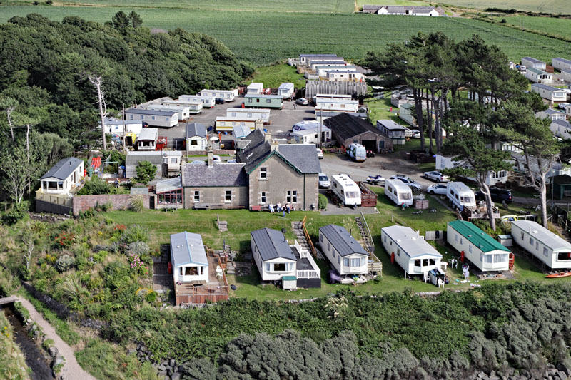 An aerial view of Ardlochan Caravans and Old Mill Lodges, Maidens, South Ayrshire