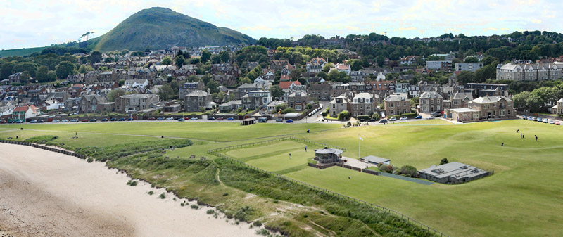 An aerial view of North Berwick golf club, East Lothian