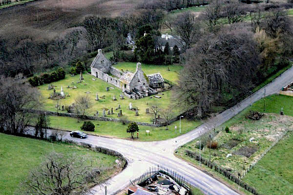 An aerial view of Old Dailly Church, by Girvan, South Ayrshire