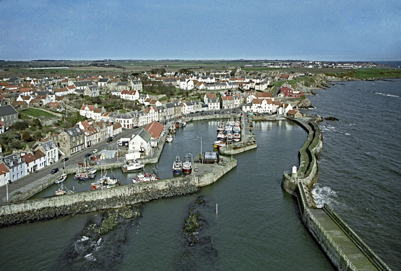 An aerial view of Pittenweem Harbour in the East Neuk of Fife
