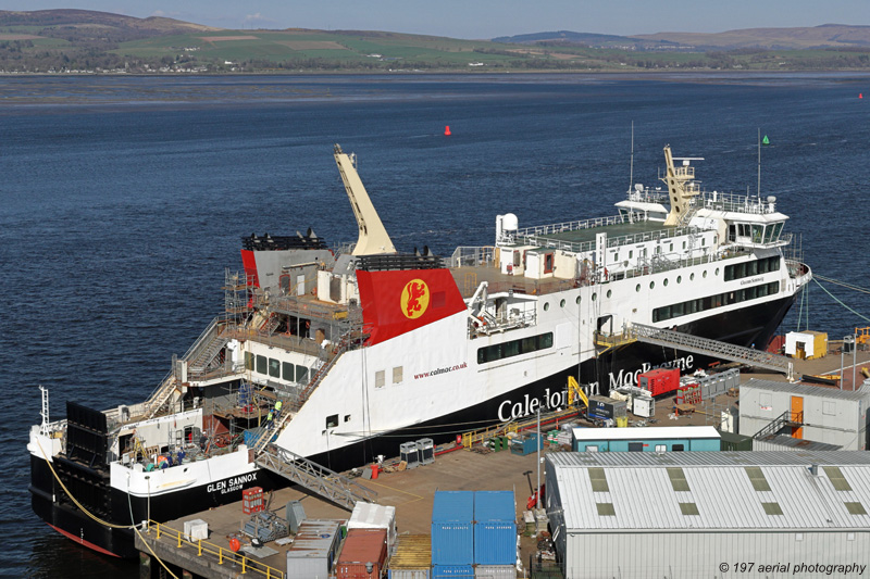 The Glen Sannox under repair in Ferguson Marine at Port Glasgow