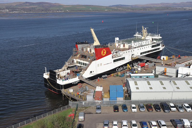 The Glen Sannox under repair in Ferguson Marine at Port Glasgow