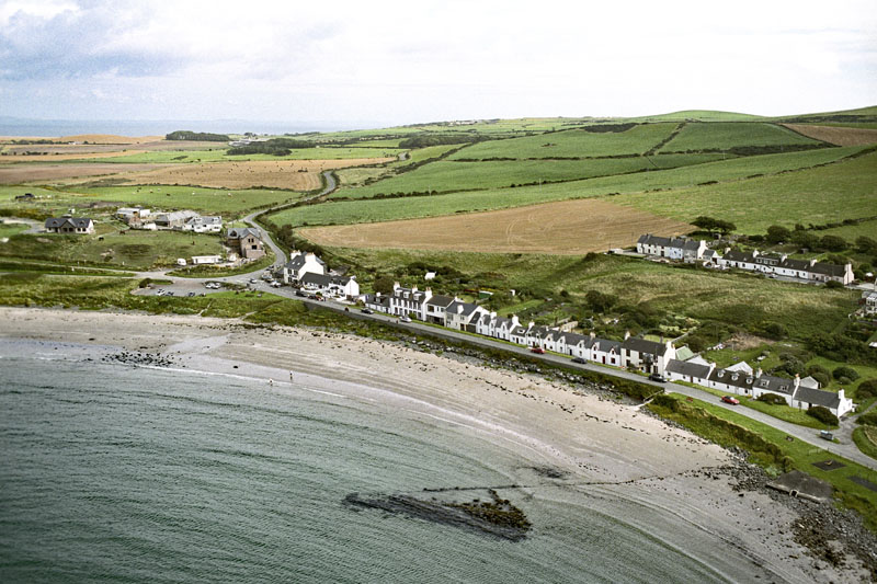 An aerial view of Port Logan Village, The Rhinns of Galloway, Dumfries & Galloway