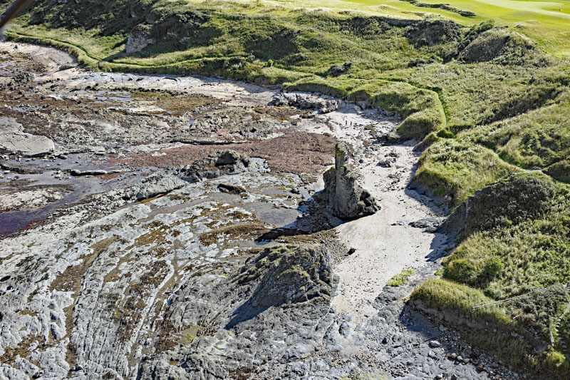 An aerial view of Rock and Spindle - south-east of St Andrews, Fife