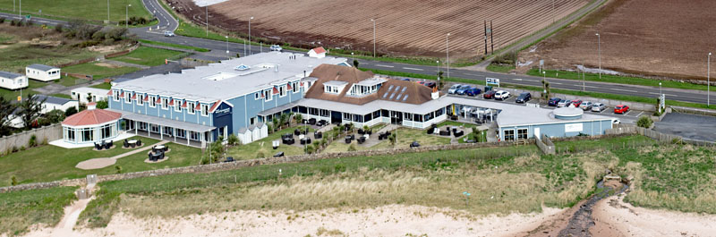 An aerial view of The Waterside Hotel by Seamill and West Kilbride, North Ayrshire
