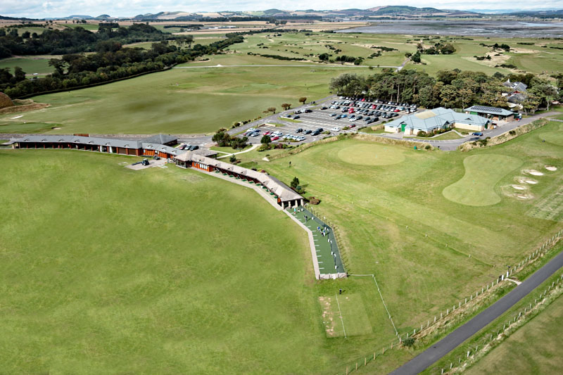 An aerial view of St Andrews Golf Academy and Eden Greenkeeping Centre, St Andrews, Fife