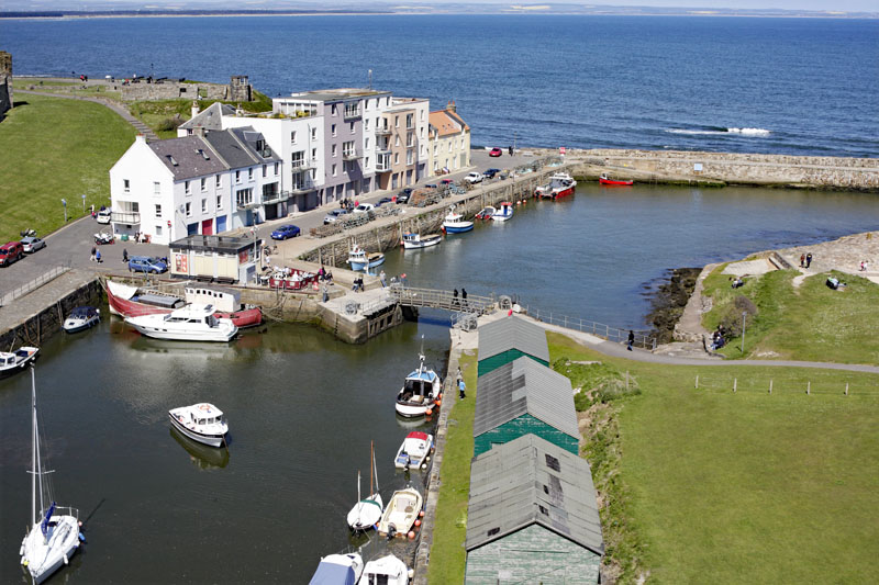 An aerial view of St Andrews Harbour, Fife
