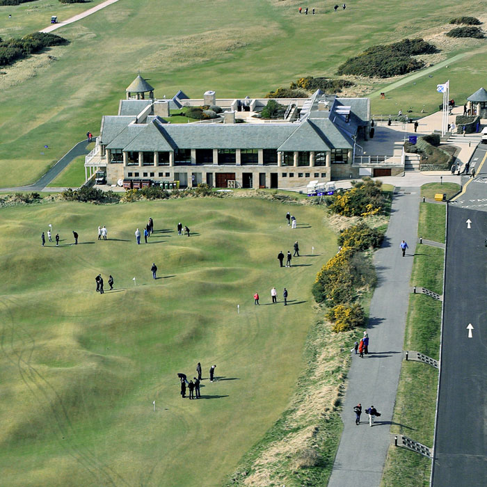 An aerial view of The Links Trust clubhouse, St Andrews, Fife