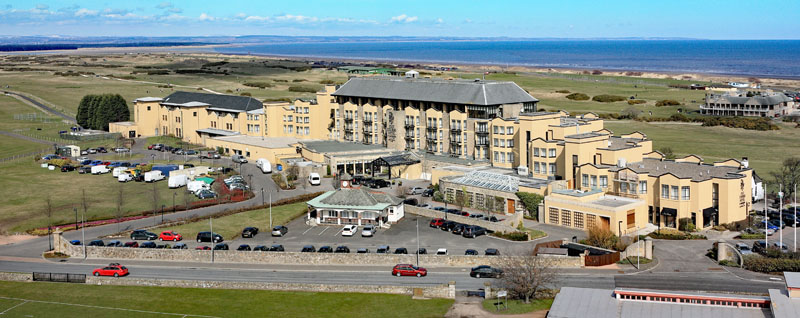 An aerial view of Old Course Hotel, St Andrews, Fife
