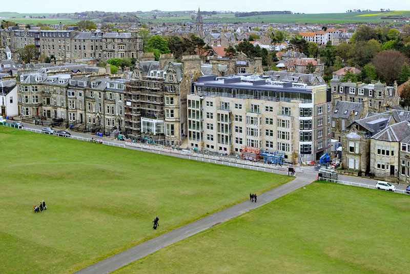 An aerial view of Rusack's Hotel on the Old Course, St Andrews, Fife