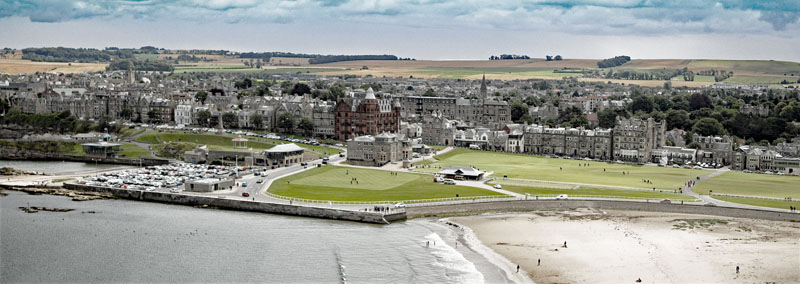 An aerial view of The West Sands, St Andrews, Fife