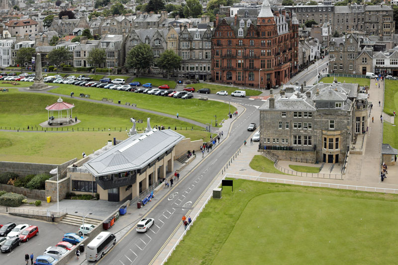 An aerial view of The R & A World Golf Museum, St Andrews, Fife
