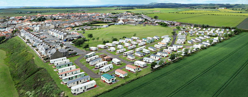 An aerial view of St Monans Caravan Site in the East Neuk of Fife