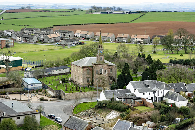 An aerial view of Tarbolton Parish Church, South Ayrshire