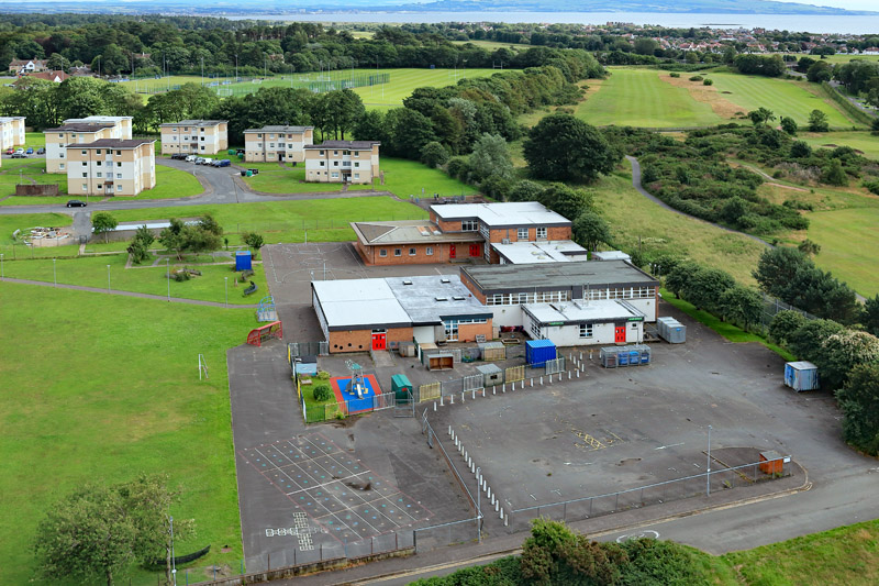 An aerial view of Muirhead Primary, Troon, South Ayrshire