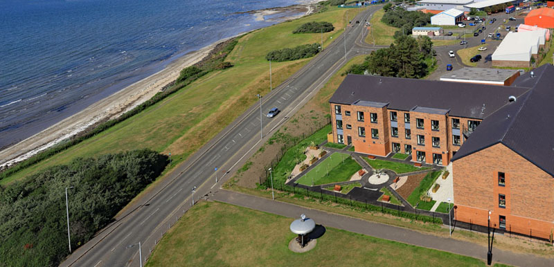 An aerial view of Troon Templehill Care Home, Troon, South Ayrshire