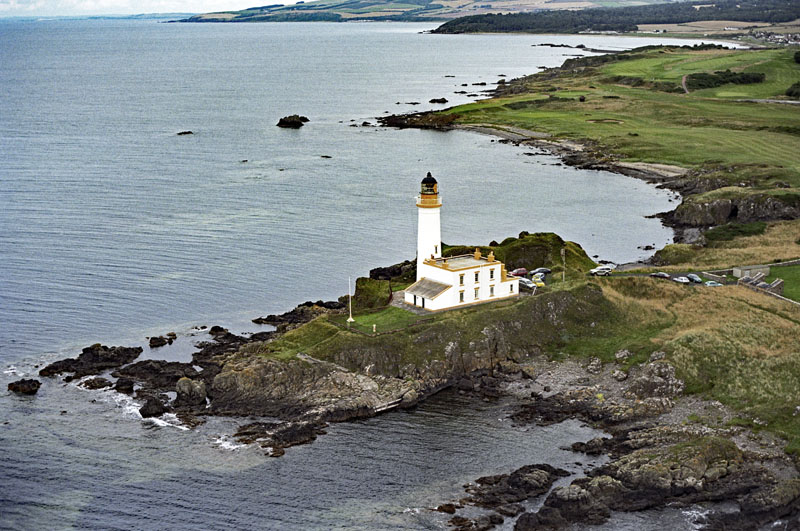 An aerial view of Turnberry Lighthouse, south of Maidens, South Ayrshire