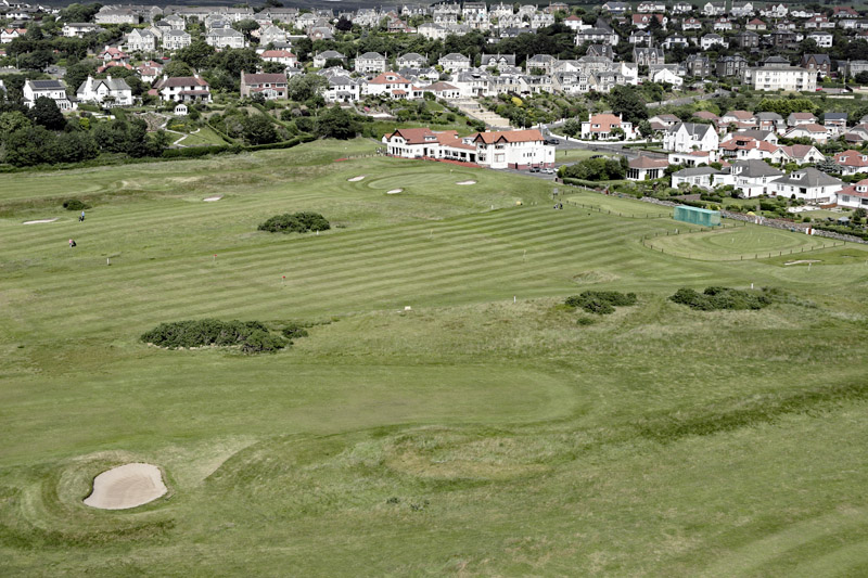 An aerial view of West Kilbride golf club, Seamill, North Ayrshire